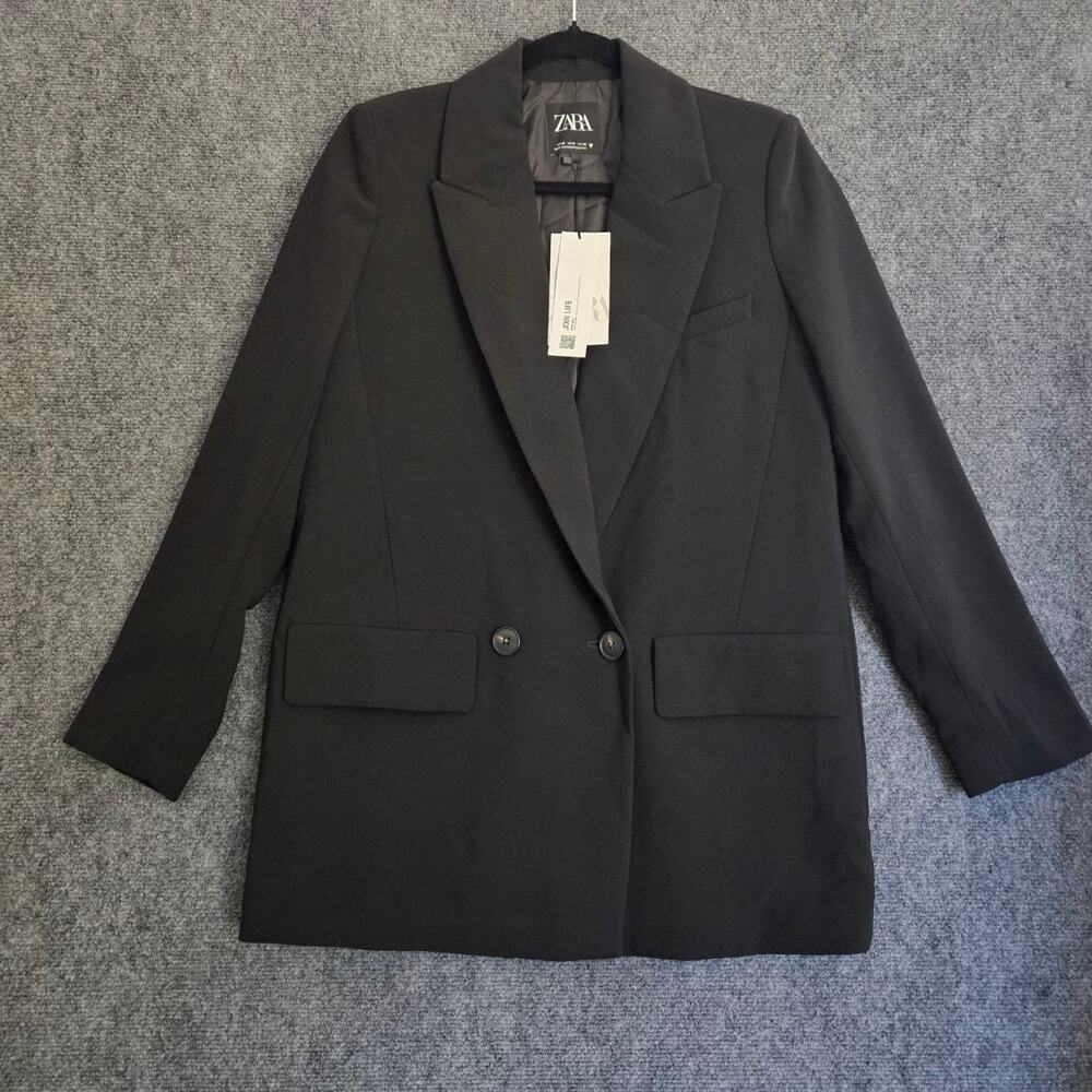 Zara Black Double Breasted Blazer Jacket Women’s Medium M NWT Tailored Chic